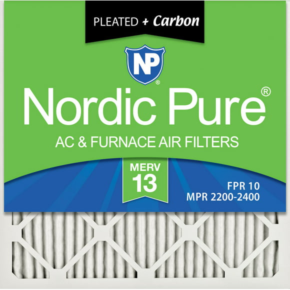 Nordic Pure 24_3/4x24_3/4x1 MERV 8 Pure Carbon Pleated Odor Reduction AC Furnace Air Filters 3 Pack 